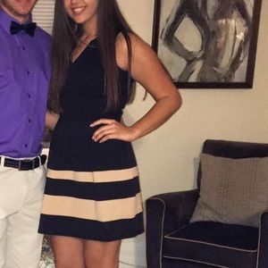 Black and stripped nude dress